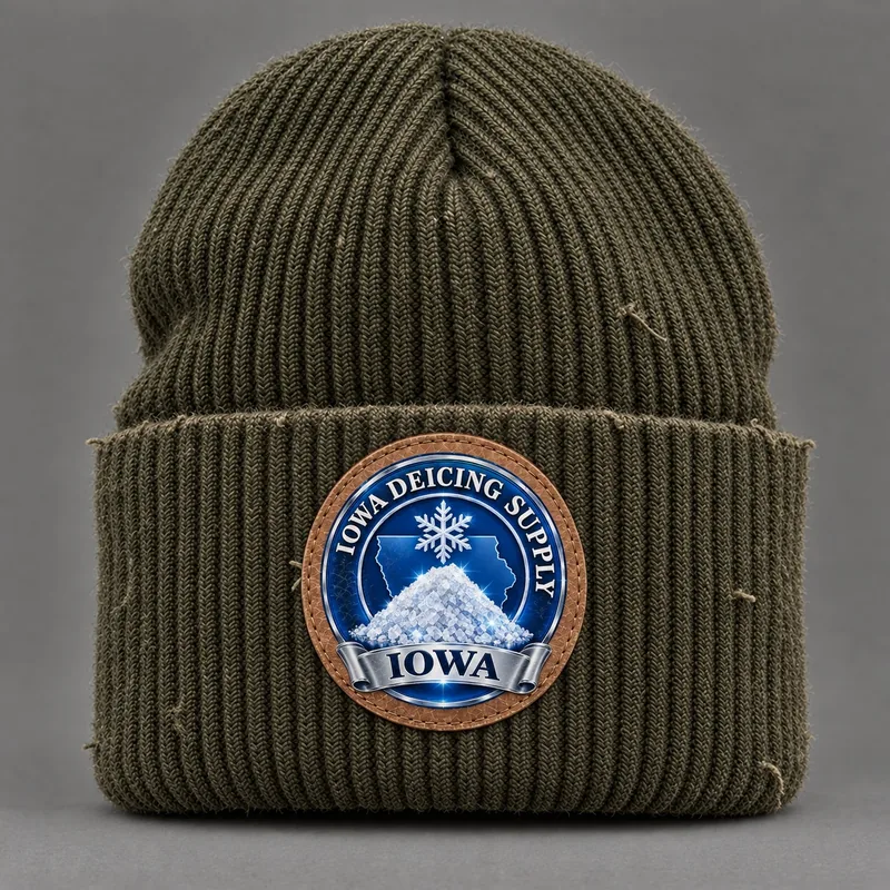 Iowa Deicing Supply beanie with state badge