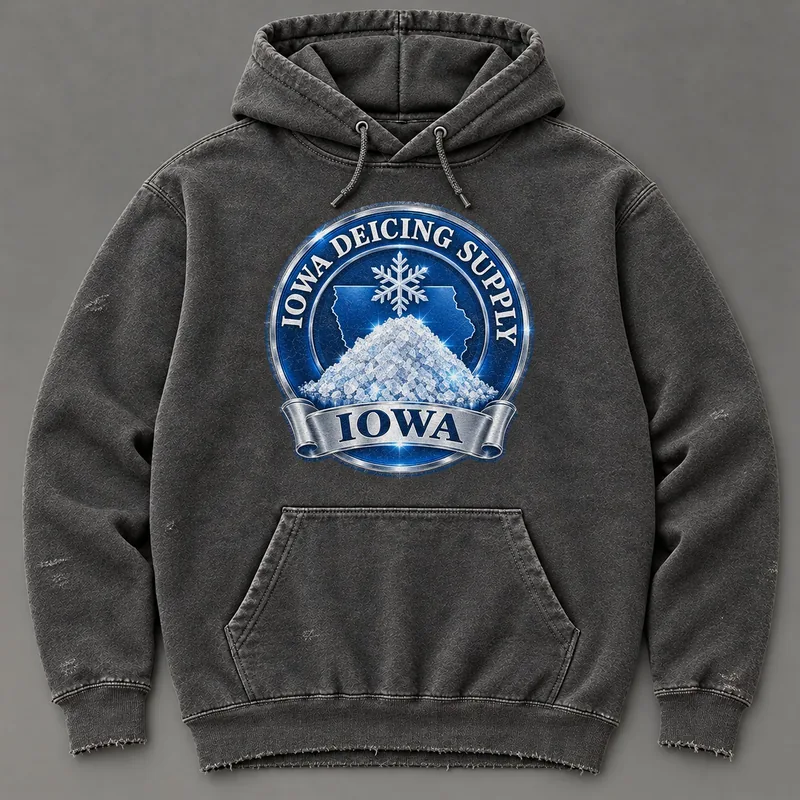Iowa Deicing Supply hoodie with state badge