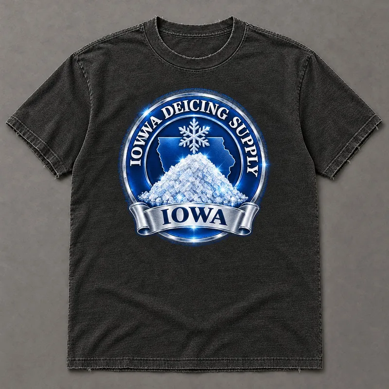 Iowa Deicing Supply tee with state badge
